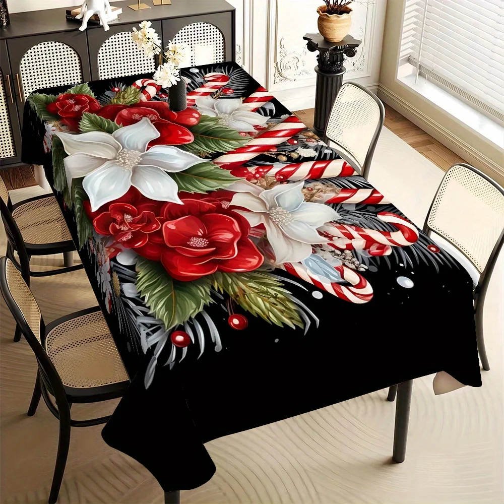 1pc Christmas Decoration Theme Tablecloth, Home Kitchen Dining Christmas Party Terrace Indoor Outdoor Use Tablecloth - Christmas