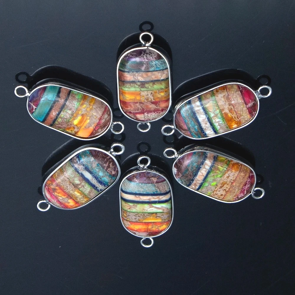 26x35 مللي متر 1 قطعة الإمبراطور الطبيعي سحر ثقب مزدوج موصل قوس قزح الألوان قلادة صنع سوار ذاتي الصنع قلادة مجوهرات #1