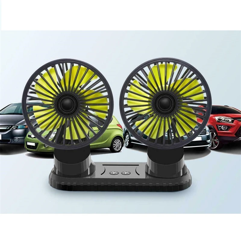 

5V Car Cooling Fan Micro USB 360° Adjustable Dual Head Cooling Air Fan Brushless Motor Low Noise Automobile Vehicle Window Fan