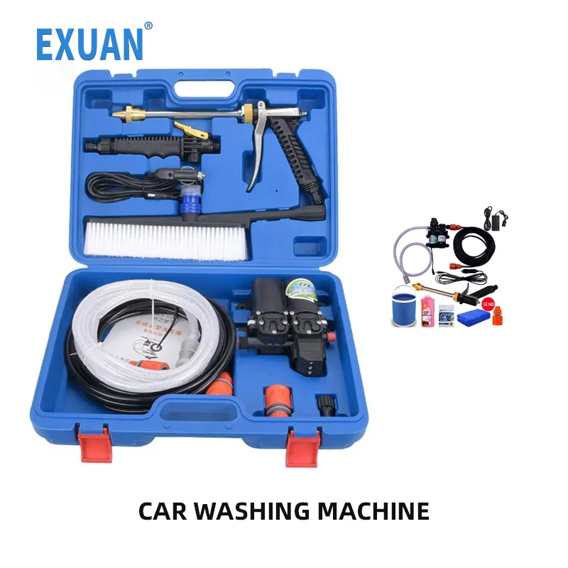 Portable Vehicle-mounted Dual-pump Car Washer Household Copper Gun High-pressure Water Gun Car Washer Water Pump Car Washer