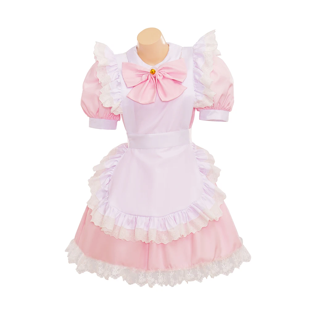 Anime Cosplay Costume Women Cute Pink Lolita Maid Dress Halloween Carnival Party Ball Gown Comic Con Uniform