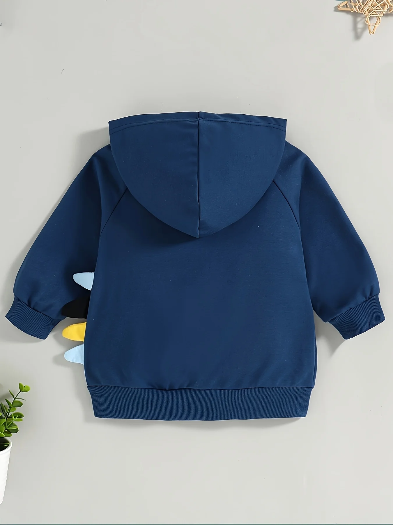 Boys' Spring Autumn Dinosaur Print Hooded Blue Jacket Children's Clothing Outerwear for Kids
