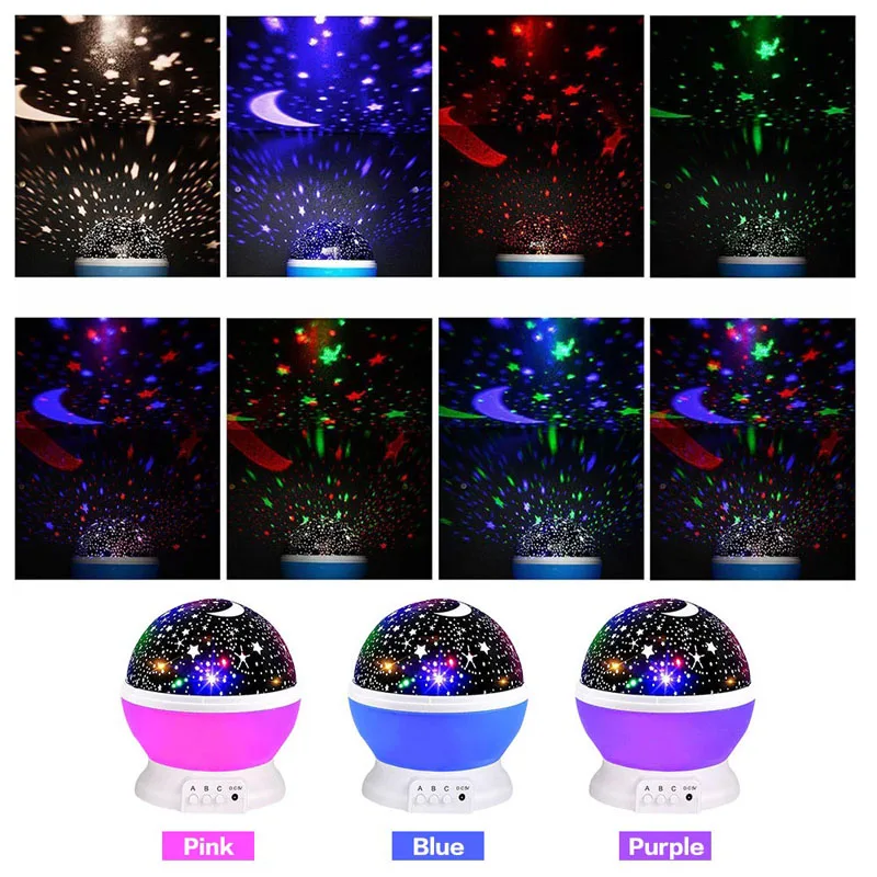 Galaxy Projector Starry Sky Rotating LED Night Light USB Battery Children Bedroom Star Night Lights Moon Light Kids Gift Lamp