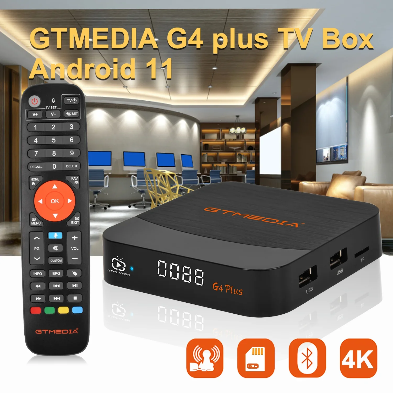 Top-Selling GTMEDIA G4 Plus Android 11 TV Box 2GB+16GB WIFI UHD 4K 3D Bluetooth Voice Remote Control Set Top Box