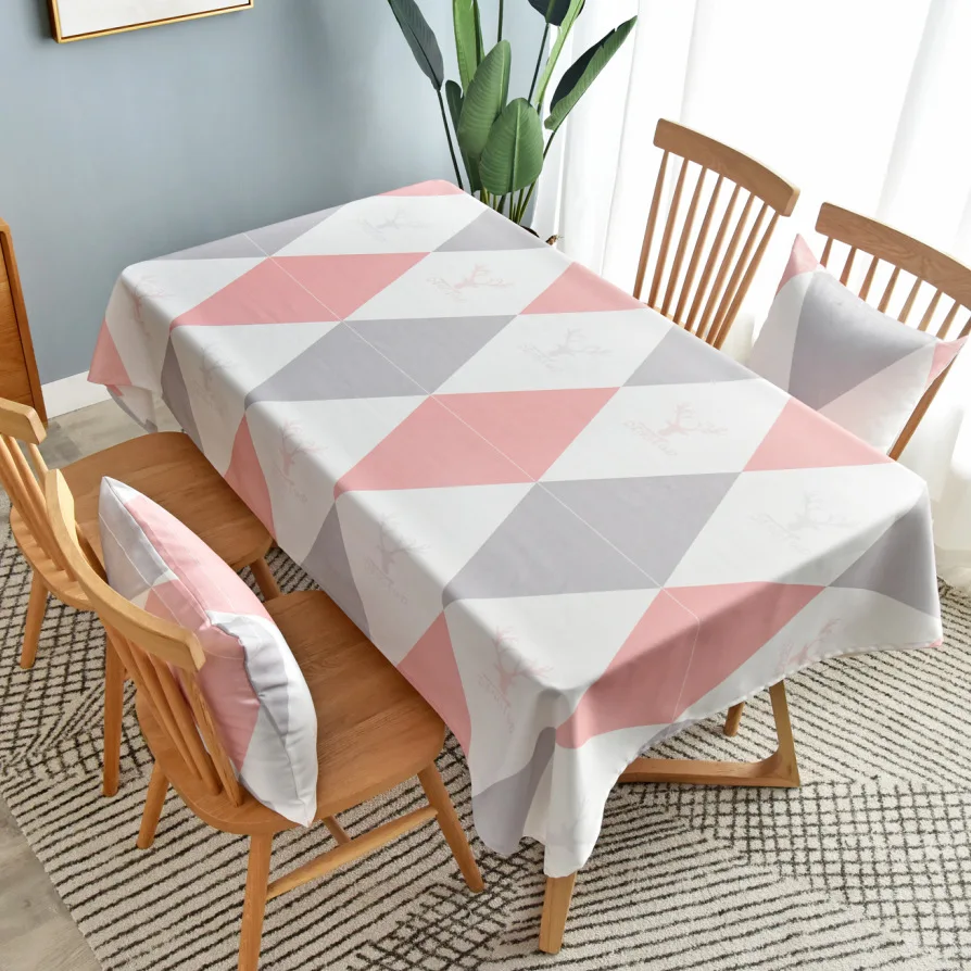 

Colored Simple Geometric Tablecloth Waterproof Oxford Cloth Rectangular Nordic Style Table Cover Manteles Nappe De Table Nappe