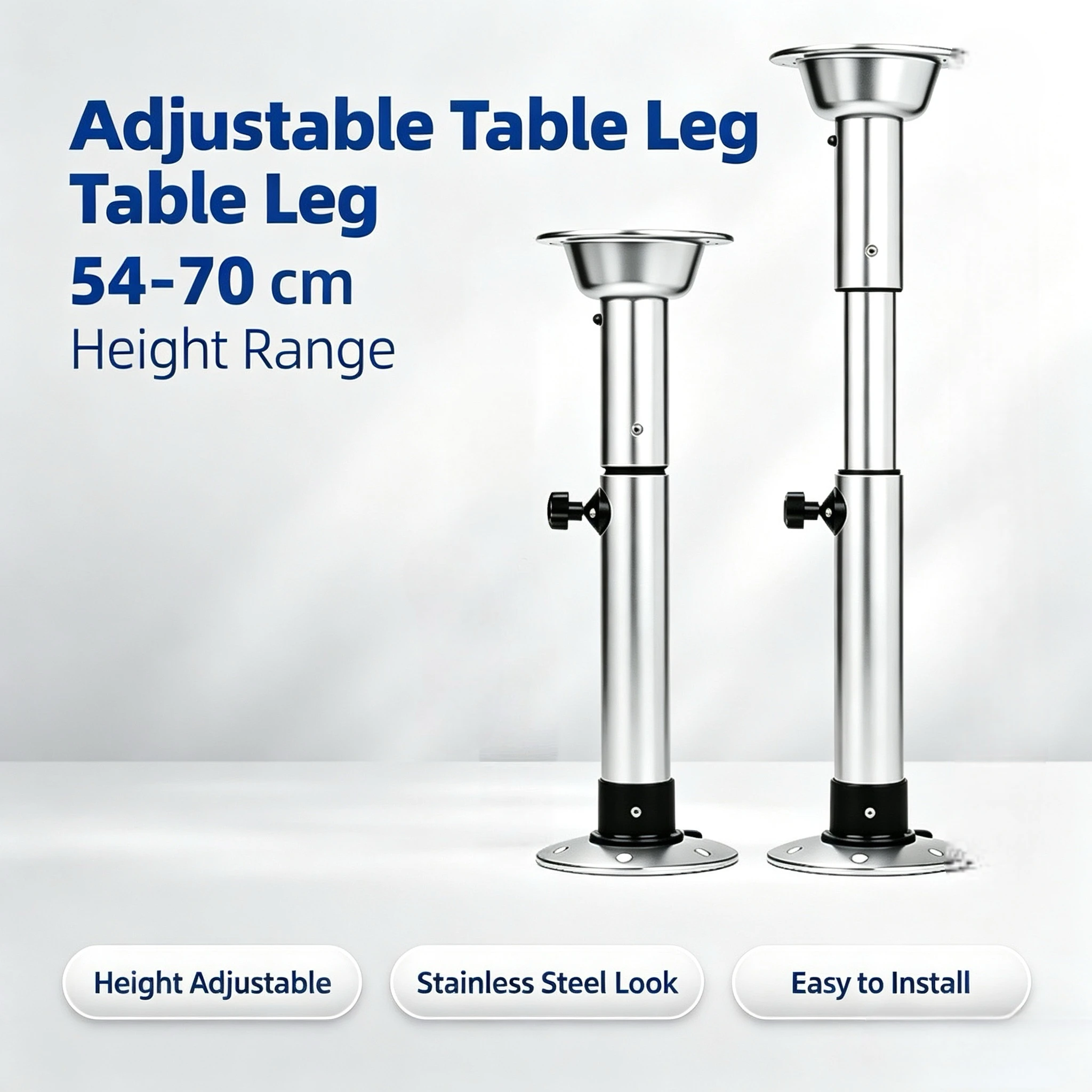 MARINE HARDWARE ALUMINUM ADJUSTABLE HEIGHT TABLE LEG, TELESCOPIC & DETACHABLE, FOR YACHT, BOAT, RV MARINE TABLE FITTING
