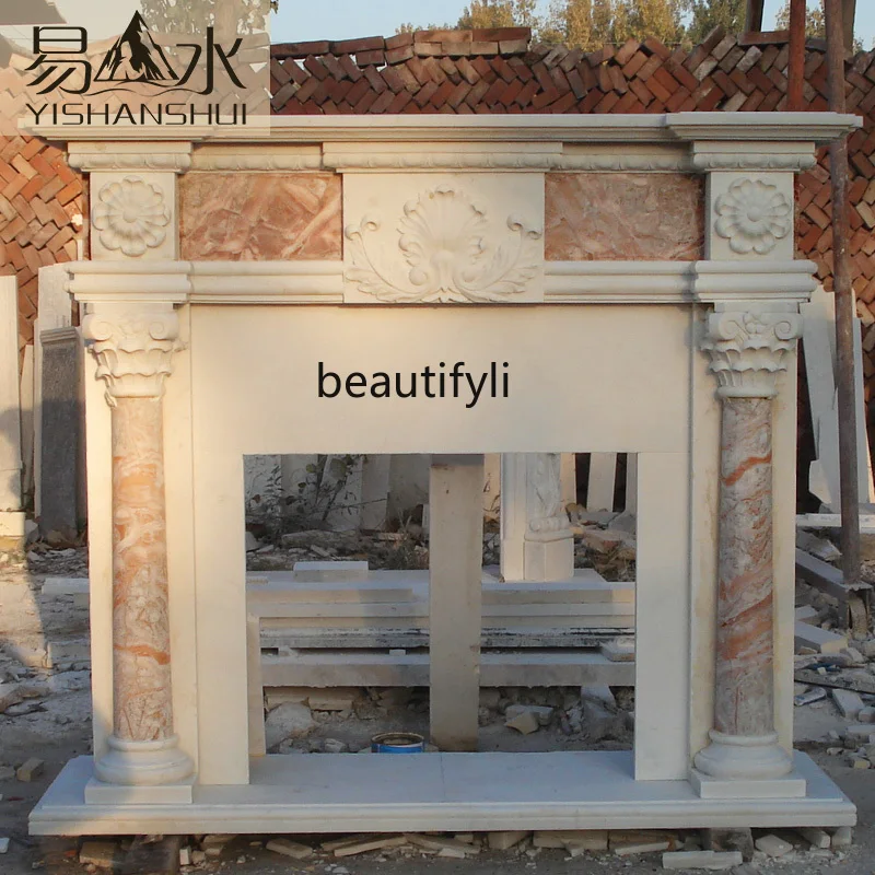 

Marble fireplace color matching carved small pillar fireplace rack simulation fire heating decorative cabinet