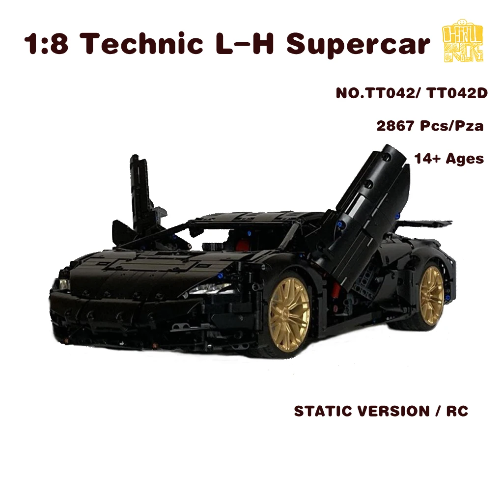 

MOC TT042 1:8 Technic L-H Supercar Model With PDF Drawings Building Blocks Bricks Kids DIY Toys Birthday Christmas Gifts