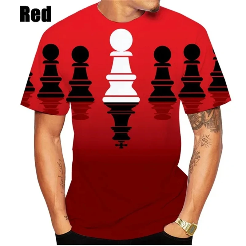 Chess Men\'s T-Shirt 3D Print Chess T Shirt Fashion Short Sleeve Hip Hop Tee Loose Casual T-Shirt Breathable Comfortable Top