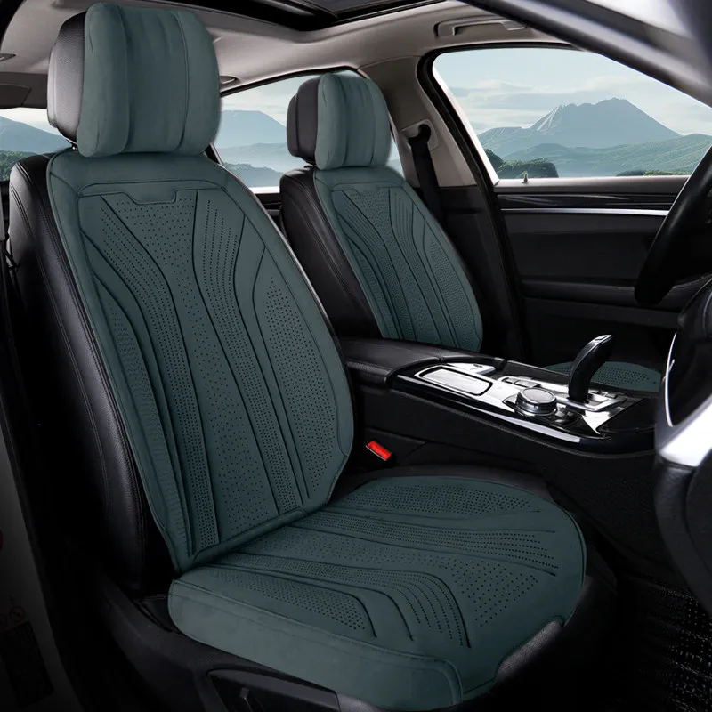 Perforated Suede Car Seat Full Cover Universal Breathable Cushion Luxury Sedan SUV Rams Latex Car Seat Full Cover with Pillow