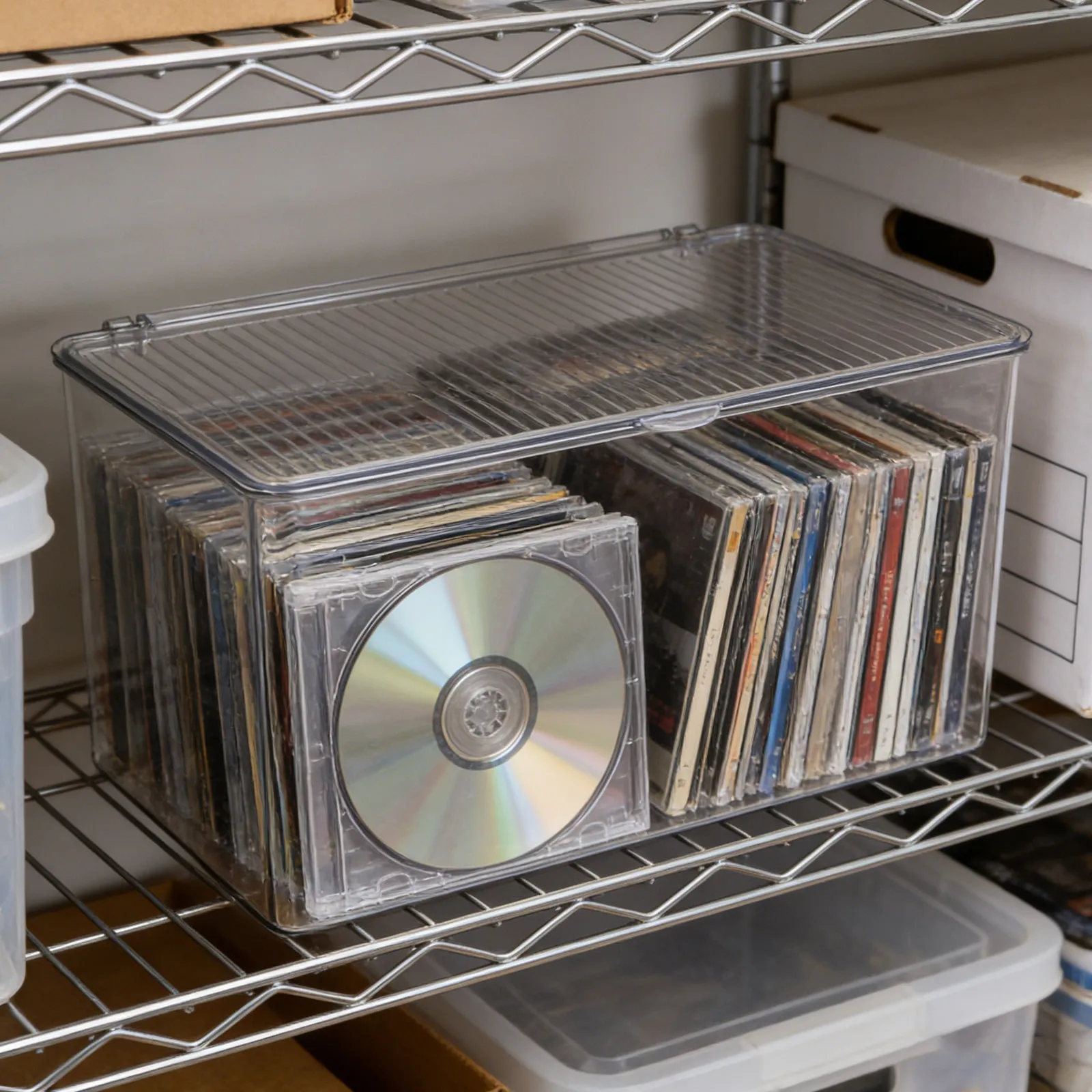 Plastic Cd Storage Box with Lid Transparent Disc Organizer Holds 26 Cds Dvds Universal Fit for Home Office School Cd Dvd Storage