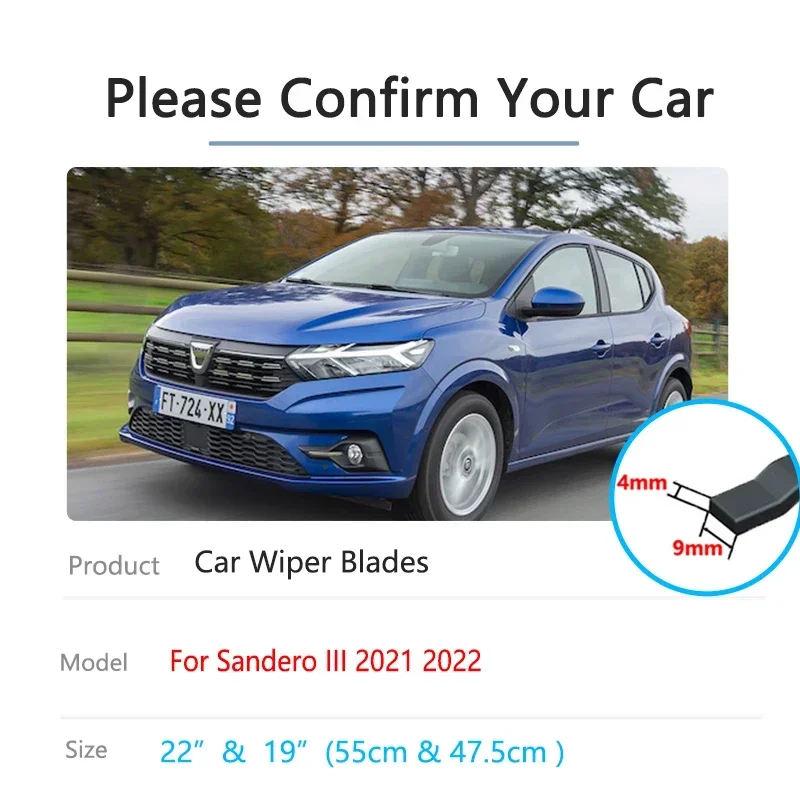 

For Dacia Sandero Streetway III MK3 DJF BJI 2021 2022 Hatchback Front Rear Wiper Set Window Windshield Windscreen Car Cleaning