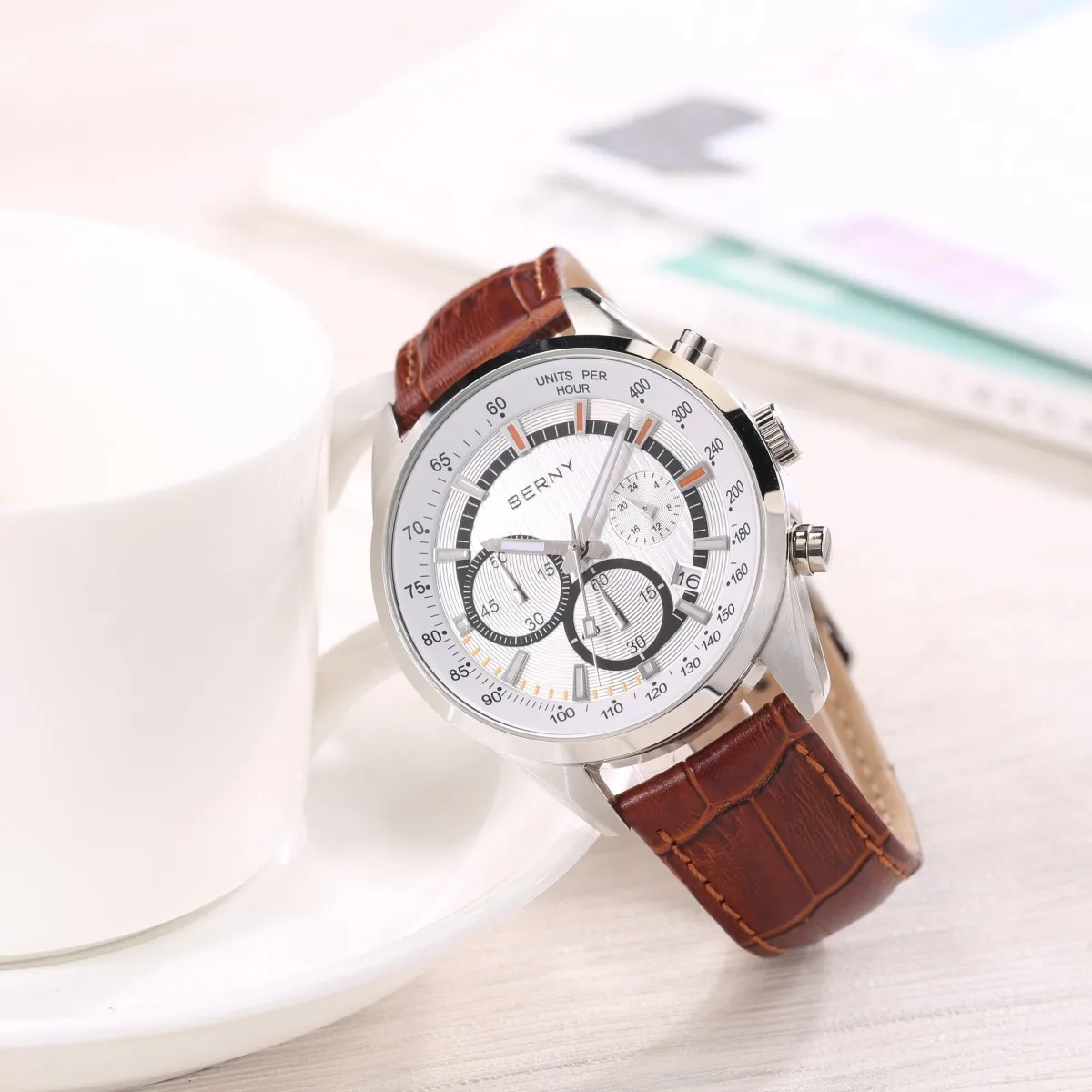 BERNY Men's Watch Watches Multifunction Chronograph Quartz Watch Calendar Date Luminous Fashion Cool  Man Sports Wristwatch