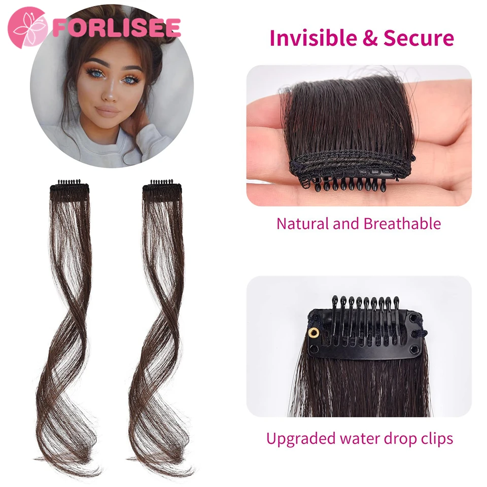 FORLISEE-peluca sintética con flequillo batidor de dragón para mujer, flequillo falso Natural para la frente, sin rastro, Clip de pelo lateral,