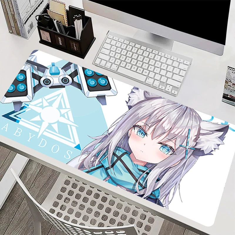 kawaii Mouse Pad Large Extended Mousepad Non Slip Gamer Desk Mat Blue Archive Sunaookami Shiroko Gaming Mouse Mat Smooth Surface