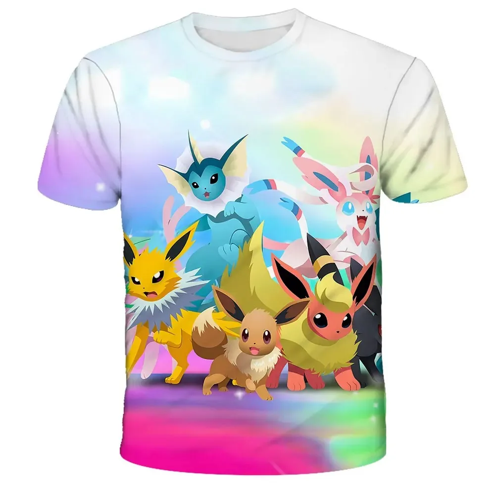 

2026 Fashion New T-shirt 3D T-shirt Boys' Clothing Pocket Monsters Boys and Girls Short Sleeve Travel Parent Child Clothing