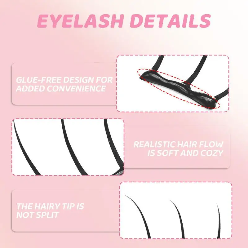 10-row Adhesive-free Natural False Eyelashes Thin Strips Adhesive-free Rows DIY 10 Natural Voluminous Segmented Eyelashes L A7J4