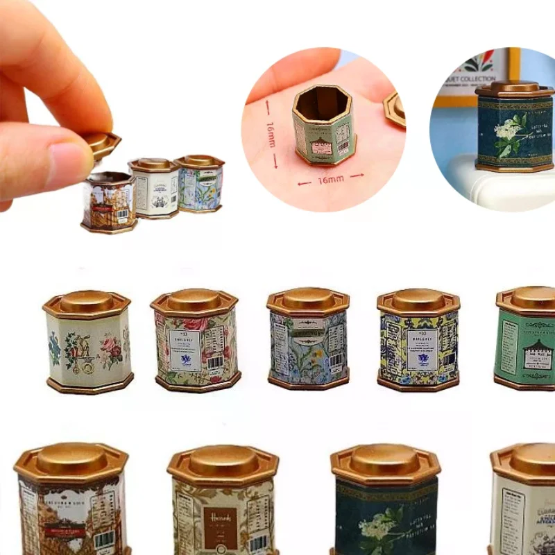 1Pcs 1:12 Doll House Coffee Can Miniature Tea Can Model Simulation Item Ornament Doll House Furniture Decor Accessories Toys