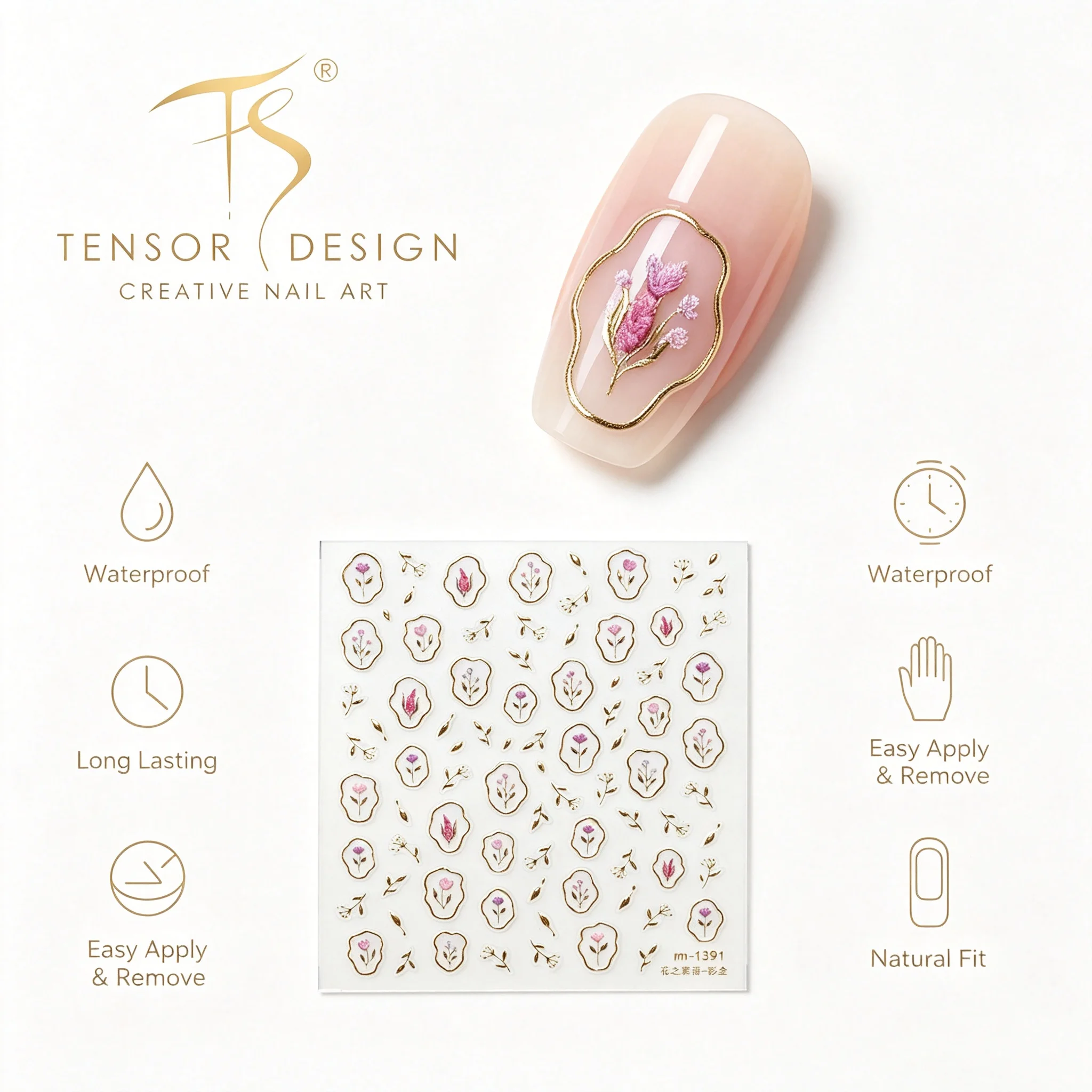 TENSOR NAIL Gold Frame Purple  - Nail Art Elegan recension och pris