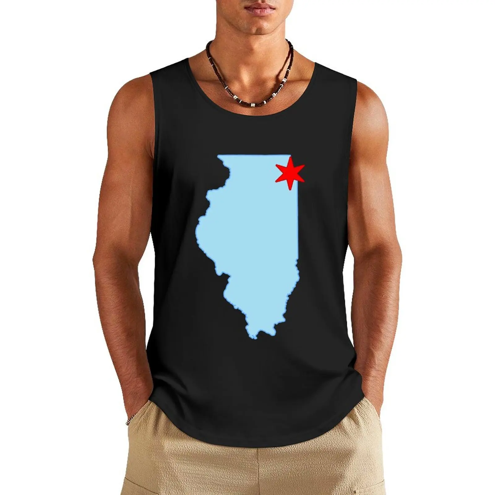 

Chicago + Illinois Tank Top fashion 2025 man anime t-shirts