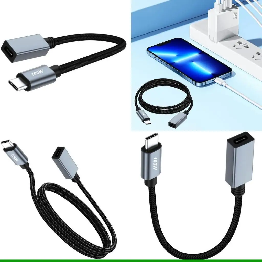 U55C PD100W USB C Extension Cable for Fast Charging and Data Transfer 480Mbps Nylon