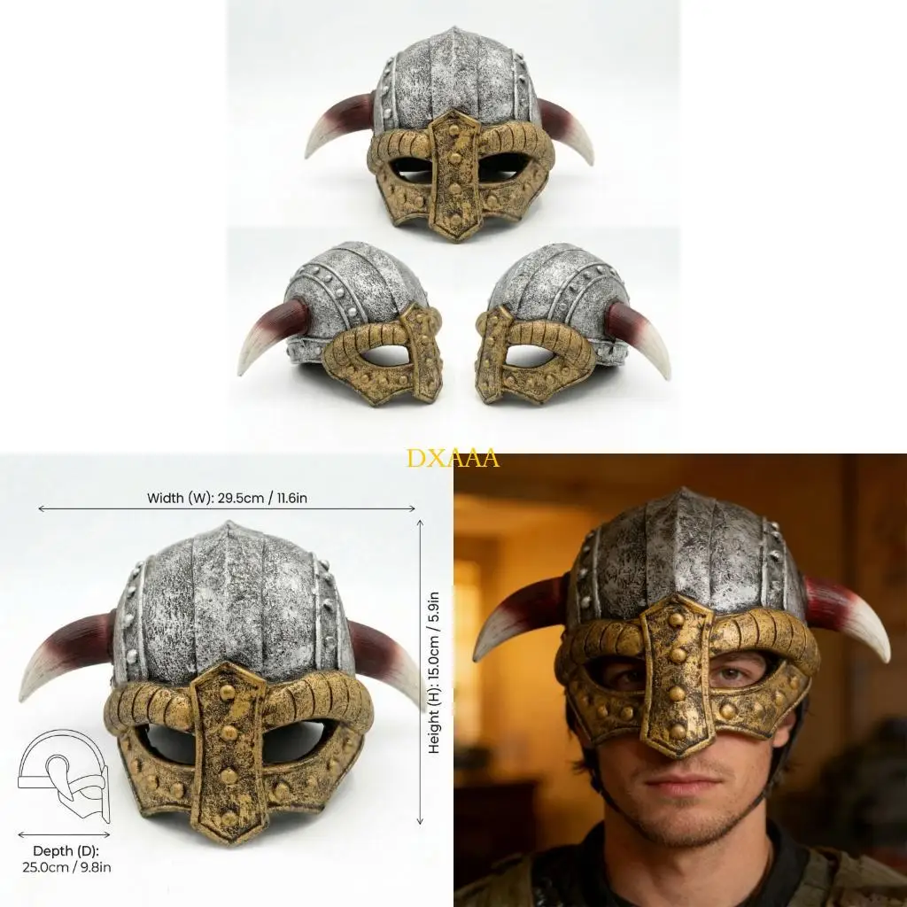 

DXAA Plastic Norses Barbarians Warrrior Hat Kids Medieval Vikinges Helmets with Horn