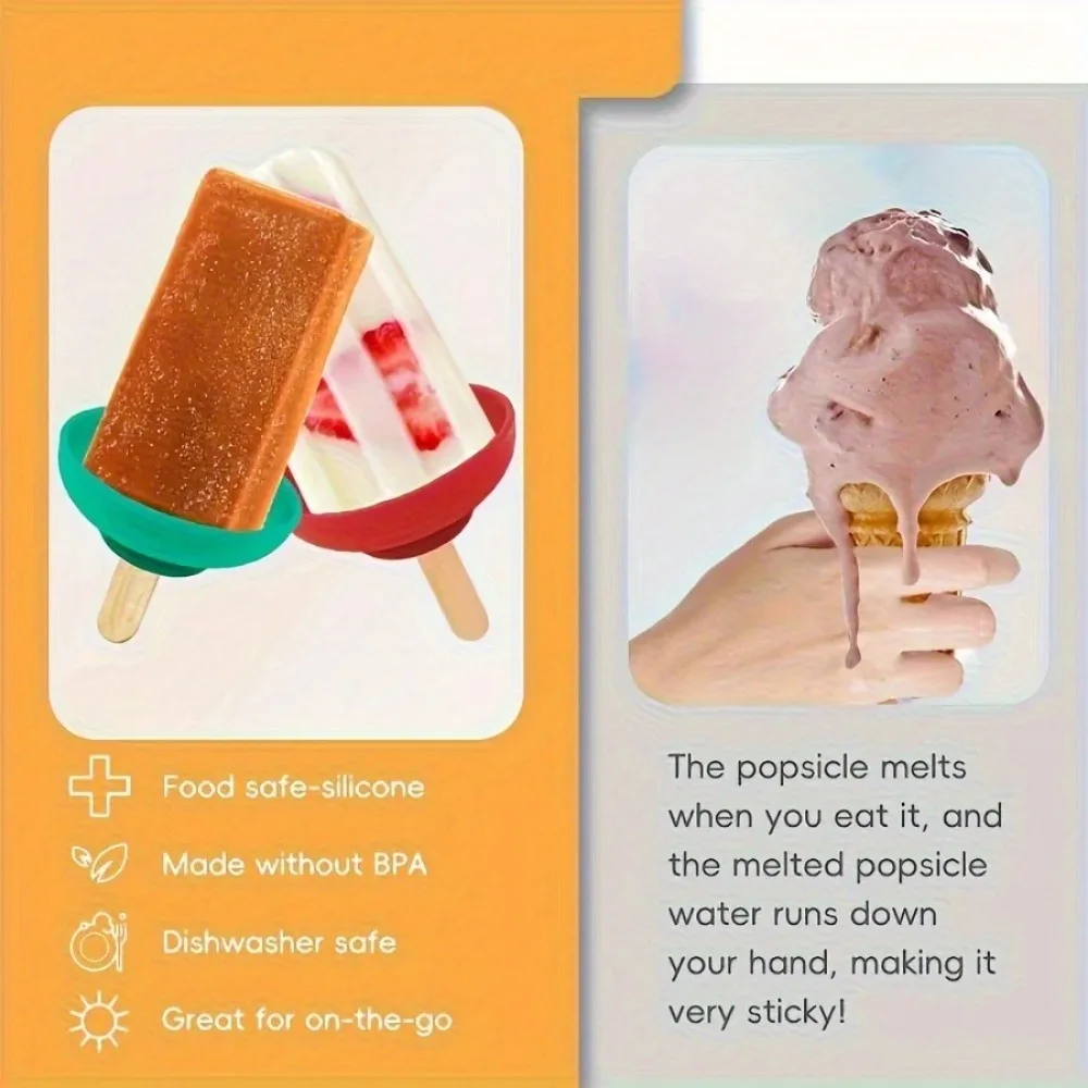 Anti-drip Popsicle Holder, Made of Silicone, Reusable, Portable, Perfect for Summer Desserts.