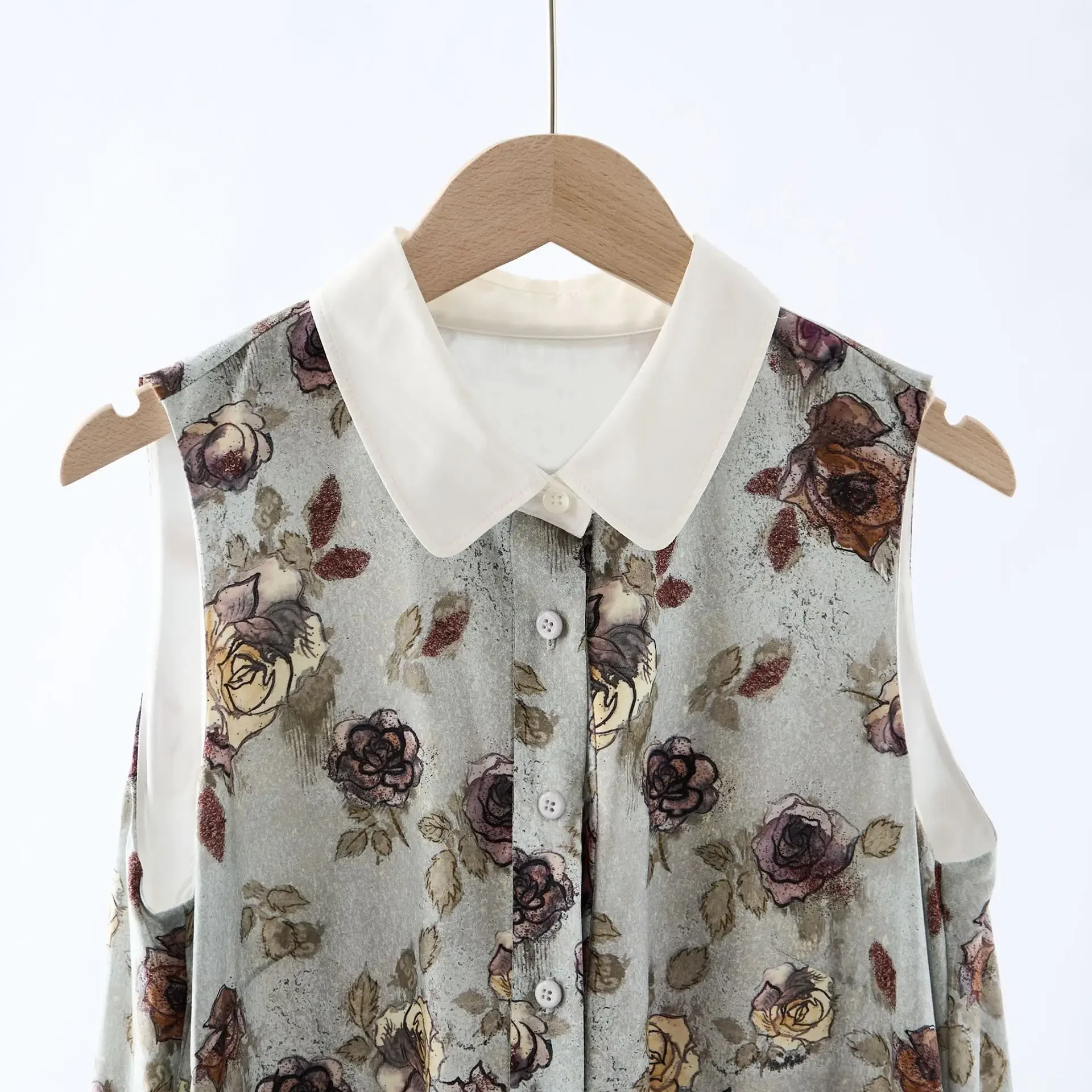 

Summer New Ruffles Edge Elegant Female Dresses Retro Floral Print Tank Dress for Women Fashion Holiday Clothes