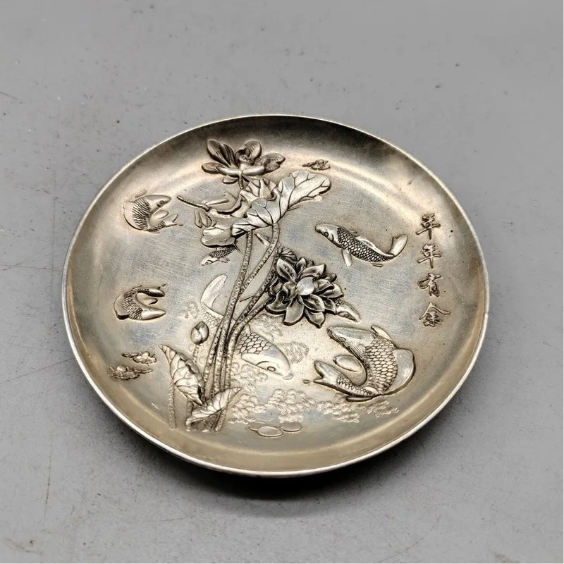 Antique miscellaneous items, vintage distressed alloy - and dishes, silver-plated copper plates, home craft d