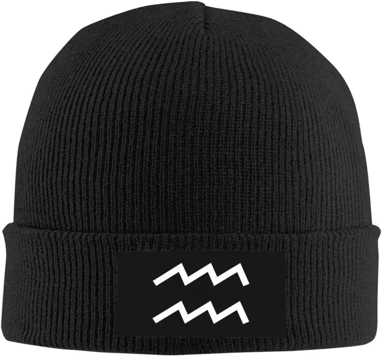 Aquarius Symbol Knit Cap Unisex Winter Warm Knitted Hat Black