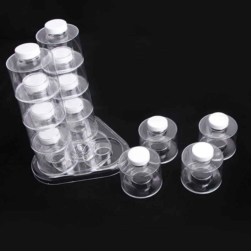 12 PCS Spice Tower Carousel Rotating Spice Jar Rack Condiment Bottles Jar Kitchen Spin Design Herb Spices Seasoning