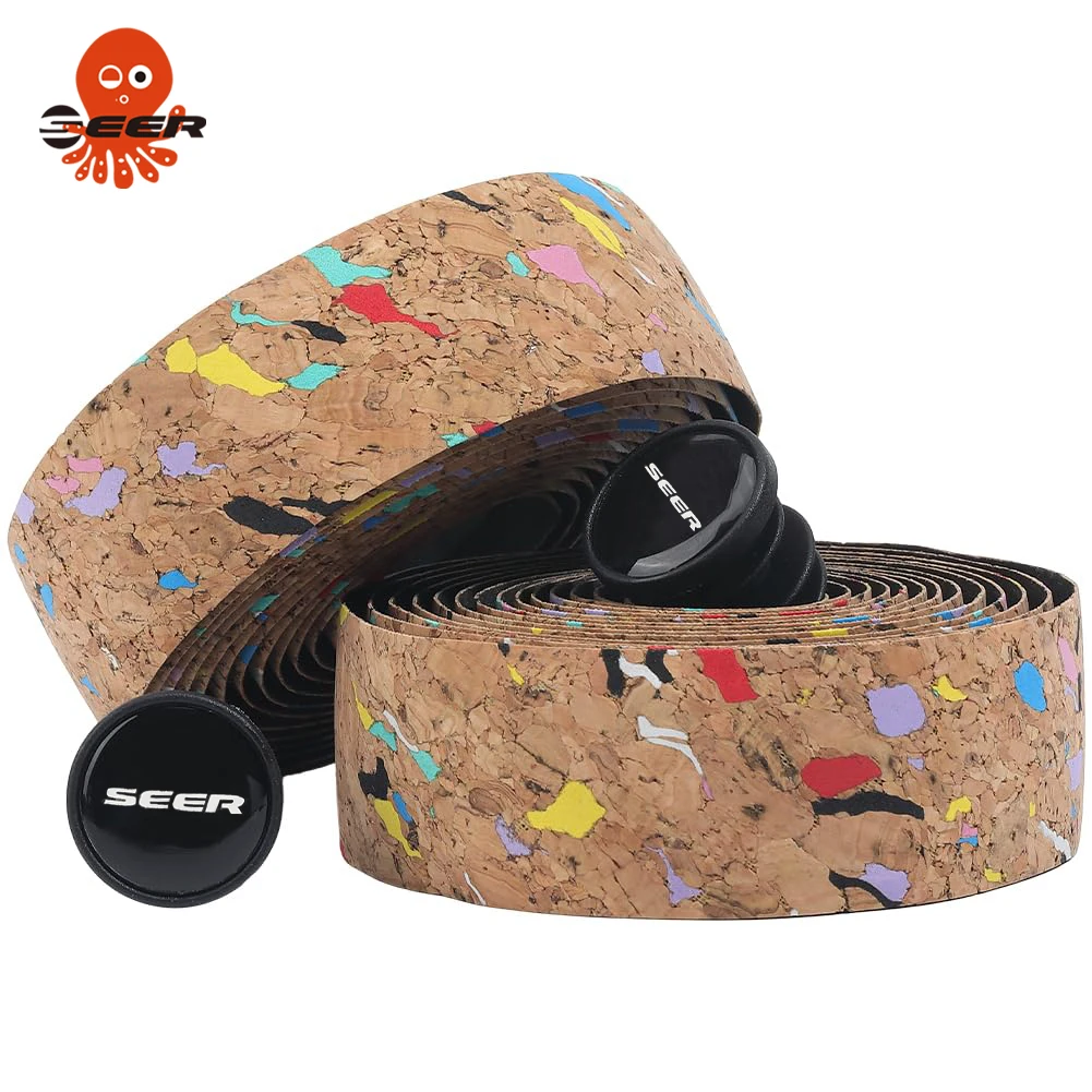 SEER Bike Handlebar Cork Tape Road Bicycle Handle Bar Straps PU+EVA Shockproof Anti-slip Silicone Tapes Bicycles Accessories
