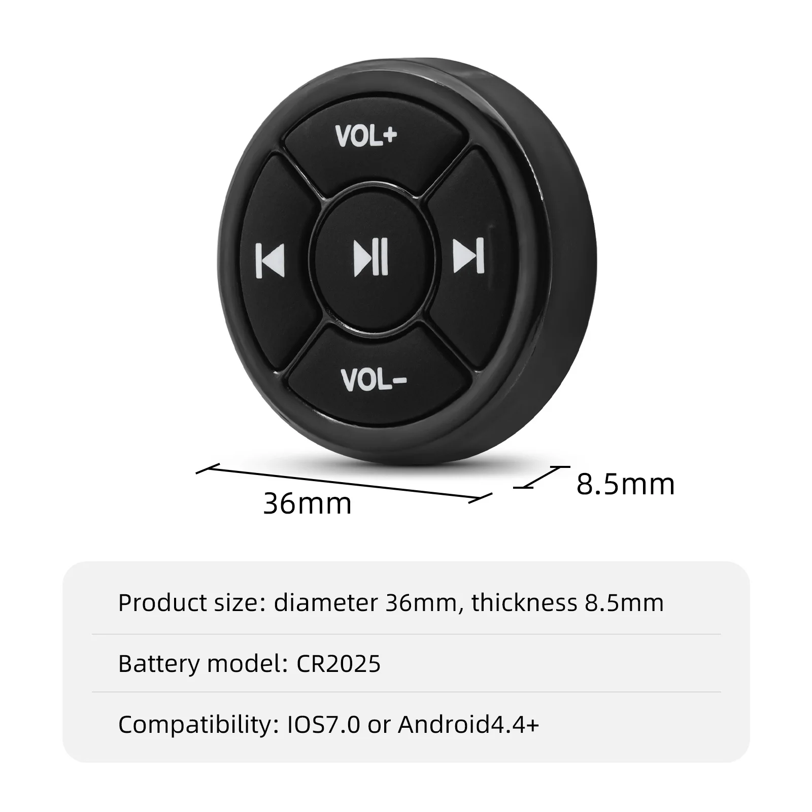 Wireless Bluetooth Remote Controller Media Button Car Motorcycle Bike Steering Wheel Music Player for IOS Android Phone K0174