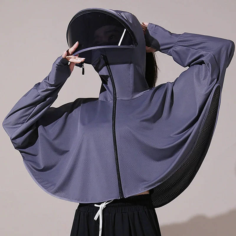 

Summer Sun-protective Women's Clothing Breathable Smock Ice Silk Thin UV Protection Ladies Cloak & Cape For Women