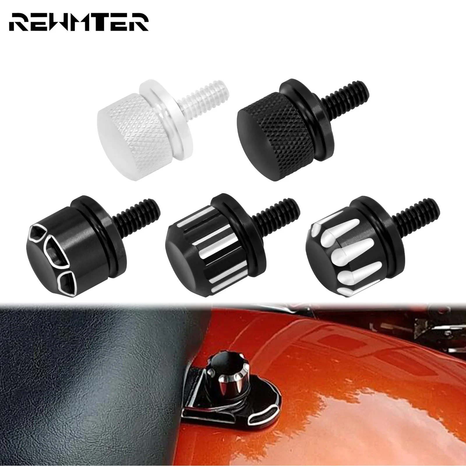 Motorcycle Seat Bolt Tab Screw Mount Knob Cover Black/Chrome For Harley Touring Dyna Sportster XL Wide Glide Softail Road Glide