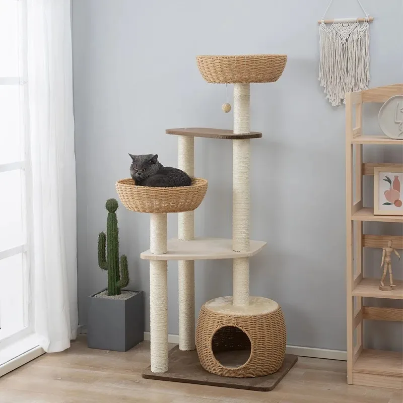 Cat Climbing Frame, Japanese Sisal Column, Large Cat Shelf for Space Capsule, High-rise Does Not Take Up Space