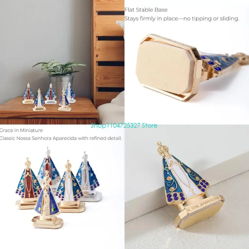 Estatua Nossa Senhora Aparecida D8KF, figuritas oración espiritual Metal, adorno figuritas Vírgenes Marías,