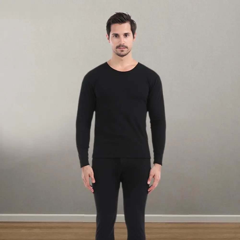 Thermal Clothing Set Thickened Thermal Wear Clothing 2 Pcs Winter Men Thermal Underwear Set Long Sleeve Round Neck Top High