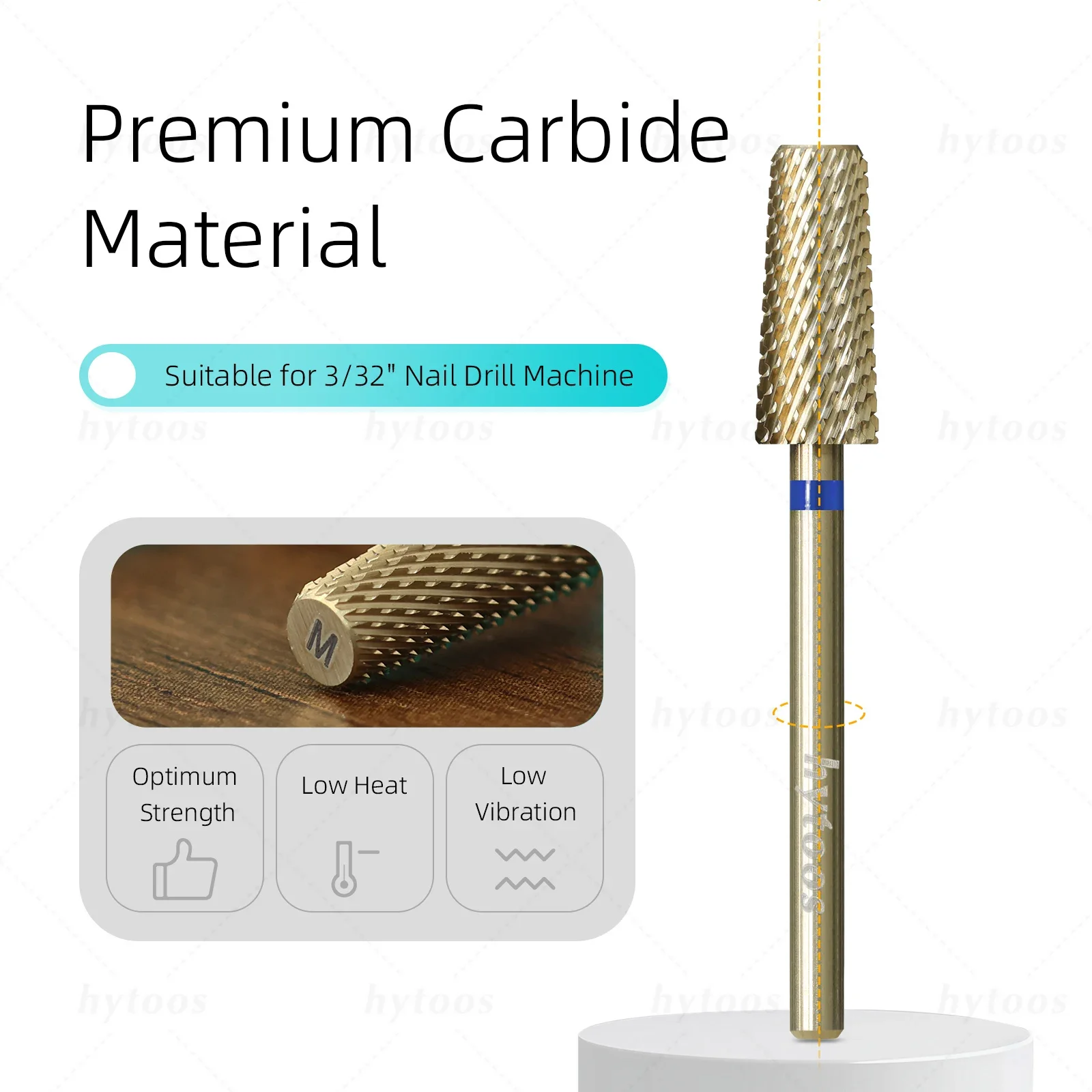 HYTOOS Safety Chamfer Tapered Nail Drill Bits Pro Carbide Tapered Nail Bit for Gel Polish Removal File Drills Accessories Tool