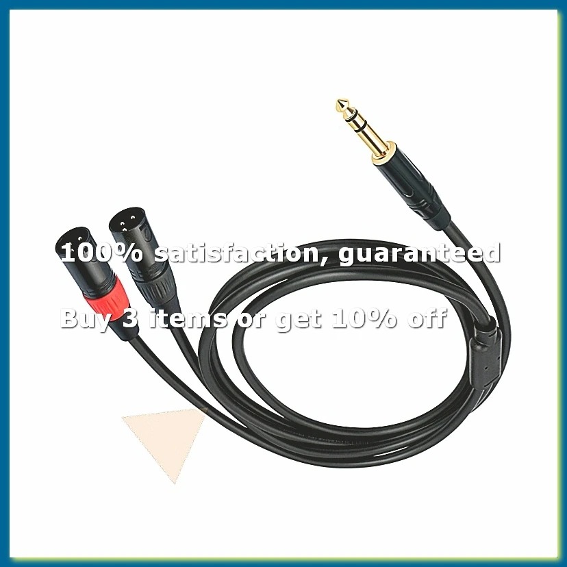Jack 6.35mm 1/4 TRS Stereo to Double XLR Male Audio Cable Extension Cable Y Splitter Audio Cable 200cm