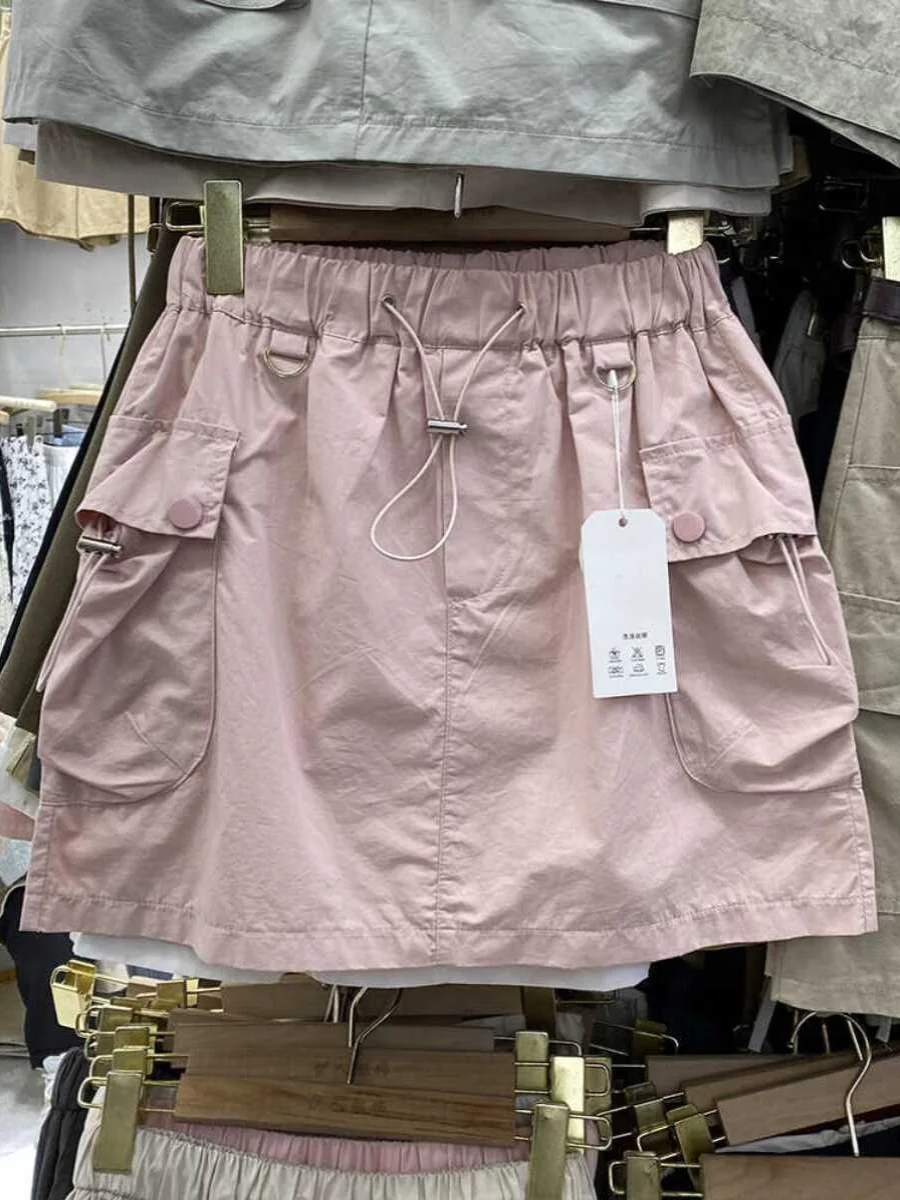 

Американская рабочая одежда Sle ort Юбка Женская летняя новинка Dstring ket Утягивающая универсальная f-длина Faion Высокая талия А-...