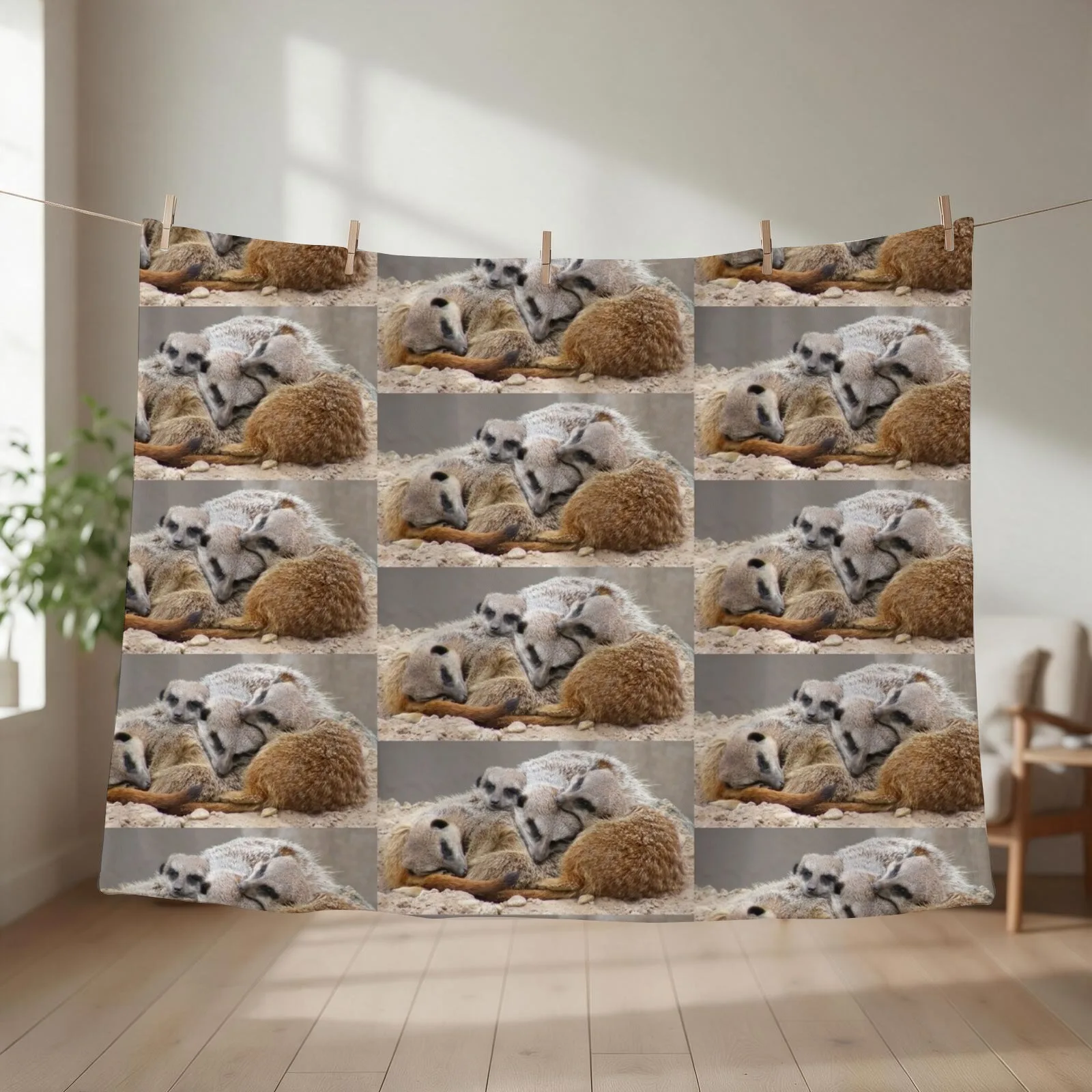 Meerkat cuddles Throw Blanket couch cozy soft plush fuzzy picnic outdoor blanket