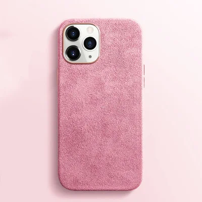 Fashion Solid Color Suede Cloth Case For iPhone 13 12 11 14 15 Pro Max X XR XSMax 8 14 15Plus Soft Warm Plush Furry Fabric Cover