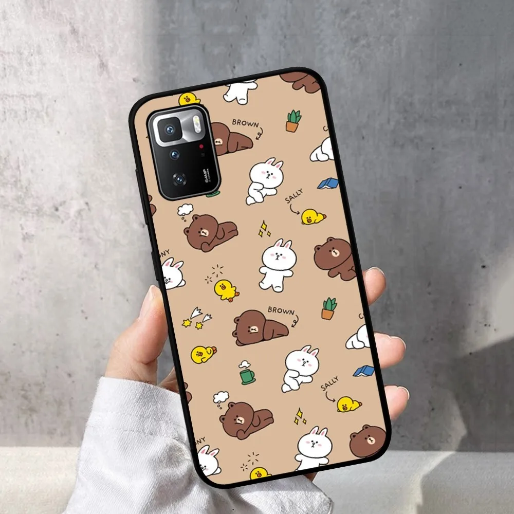 Korea Cute L-Line F-Friends B-Brown Phone Case For Redmi Note 4 X 5 A 6 7 8 T 9 9S 10 11 11S 11Epro Poco M3 pro