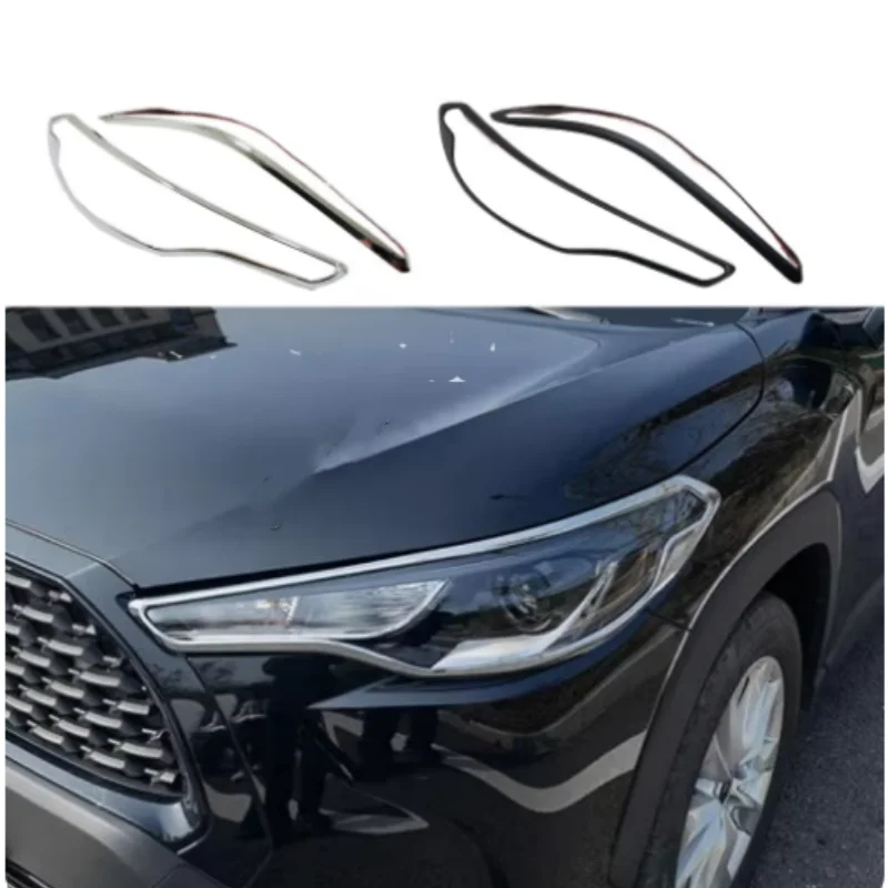 ABS Plastic Car Headlight Eyebrow Frame Trim For Toyota Corolla Cross XG10 2020-2024 Decoration Cover Exterior Accessories