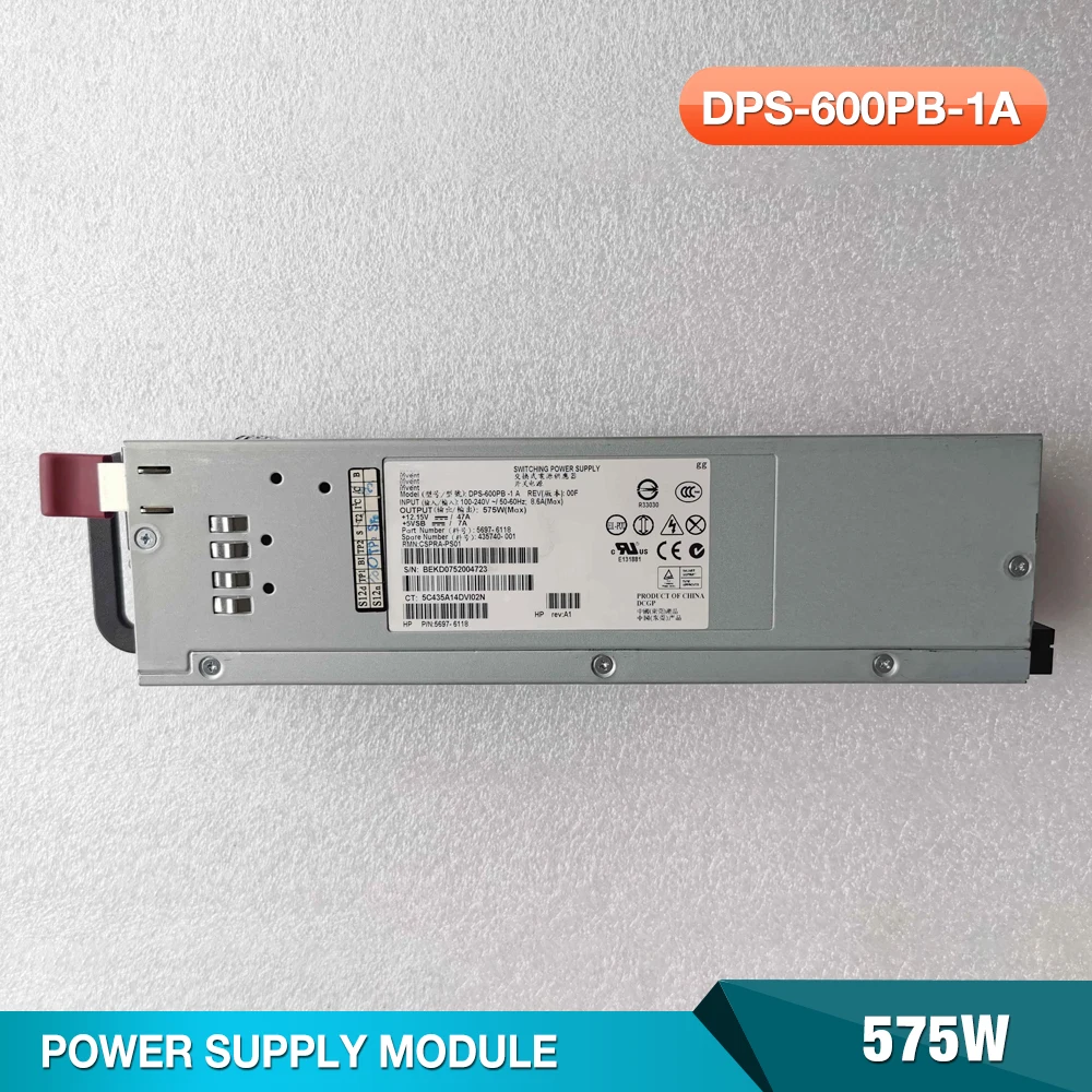 

For HP AG637 HSV300 EVA4400 Server Power Supply 435740-001 5697-6118 575W DPS-600PB-1A