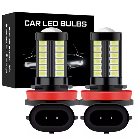 2Pcs H11 H8 9006 HB4 9005 HB3 High Quality 5730 5630 33LED Auto Lamp Car Fog Light Bulb DRL 6000K White Orange Amber 12V 24V