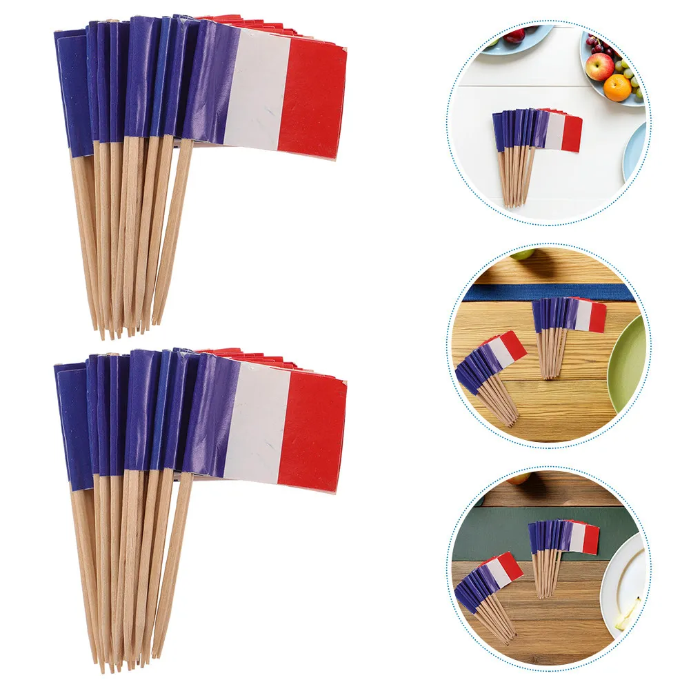 300Pcs French Flag Picks Mini Cake Toppers Small France Flags Food Toothpicks Party Decor Small French Flags on Sticks