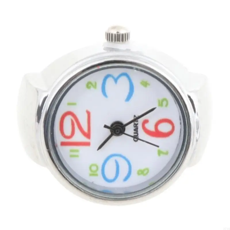 Movement Finger Ring Watch Dial Round Arabic Stainless Steel