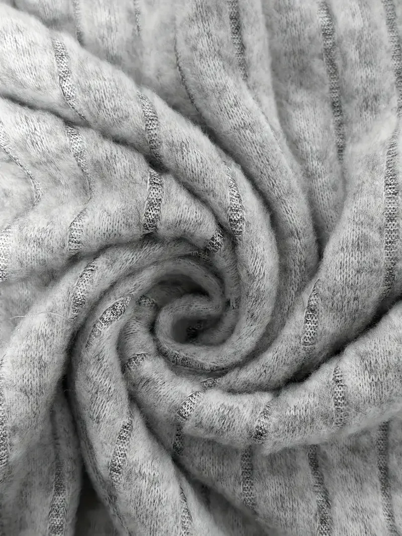 Einfarbiges, geripptes Sweatshirt in großer Größe, lässiges Langarm-Sweatshirt für Frühling und Herbst, Damenbekleidung in Übergröße – Detail 7
